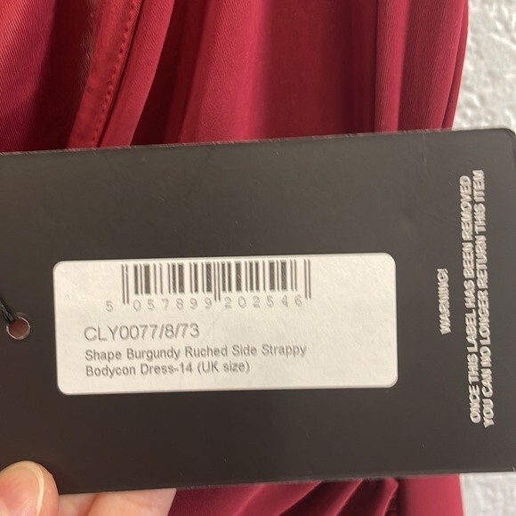 NEW PrettyLittleThing Shape Burgundy Ruched Side Bodycon Dress Size 10 - Picture 4 of 7